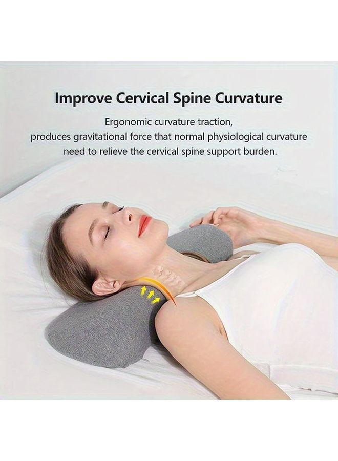 Gray Memory Foam Cervical Pillow Ergonomic Neck Support For Sleep Office And Travel - Image 2